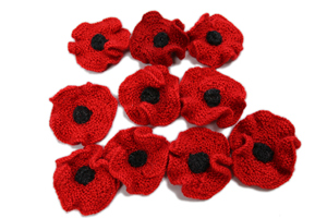 Poppy flags as a symbol of remembrance 